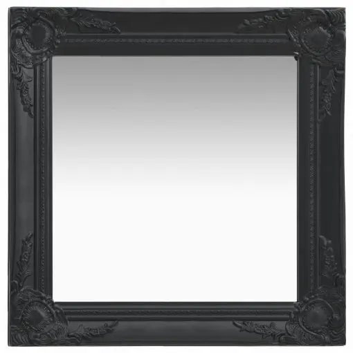 vidaXL Wall Mirror Baroque Style 50×50 cm Black