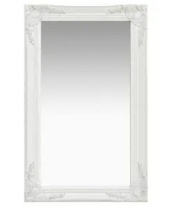 vidaXL Wall Mirror Baroque Style 50×80 cm White