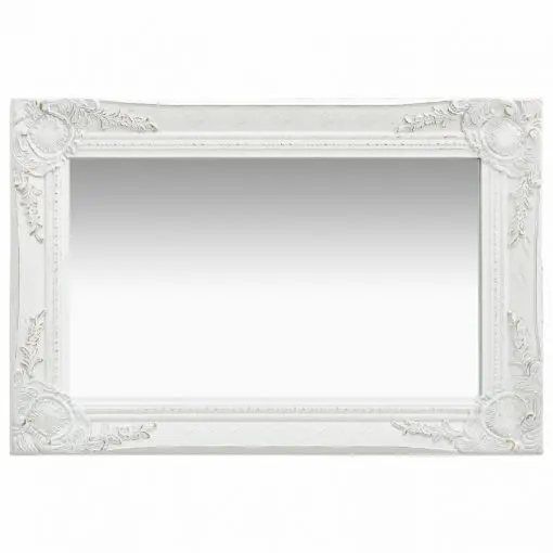 vidaXL Wall Mirror Baroque Style 60×40 cm White