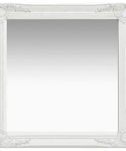 vidaXL Wall Mirror Baroque Style 60×60 cm White