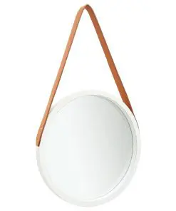 vidaXL Wall Mirror with Strap 40 cm White