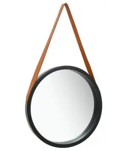 vidaXL Wall Mirror with Strap 40 cm Black