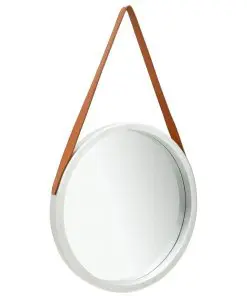 vidaXL Wall Mirror with Strap 50 cm Silver