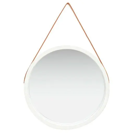 vidaXL Wall Mirror with Strap 60 cm White