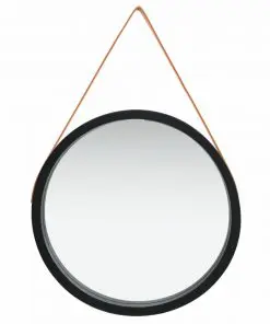 vidaXL Wall Mirror with Strap 60 cm Black