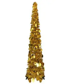 vidaXL Pop-up Artificial Christmas Tree Gold 129 cm PET