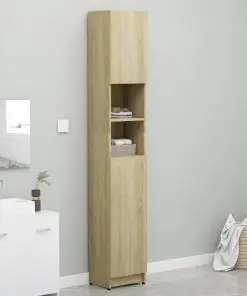 vidaXL Bathroom Cabinet Sonoma Oak 32×25.5×190 cm Chipboard