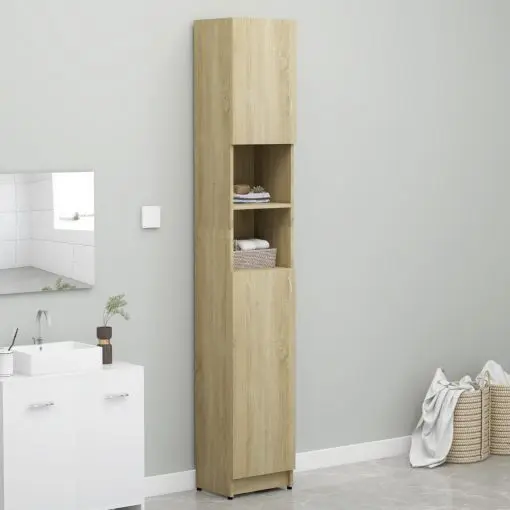 vidaXL Bathroom Cabinet Sonoma Oak 32×25.5×190 cm Chipboard