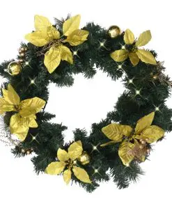 vidaXL Christmas Wreath with LED Lights Green 60 cm PVC