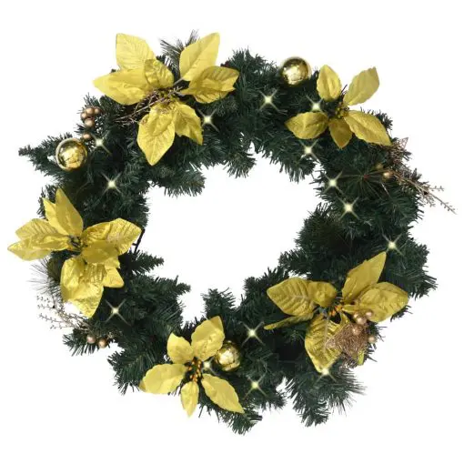 vidaXL Christmas Wreath with LED Lights Green 60 cm PVC