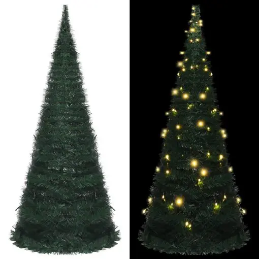 vidaXL Pop-up String Artificial Christmas Tree with LED Green 210 cm