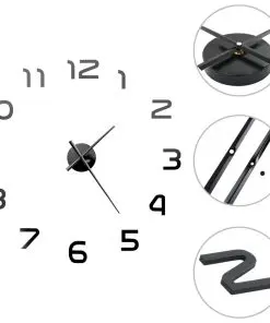 vidaXL 3D Wall Clock Modern Design 100 cm XXL Black