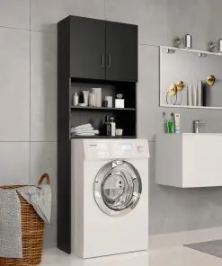 vidaXL Washing Machine Cabinet Black 64×25.5×190 cm Chipboard