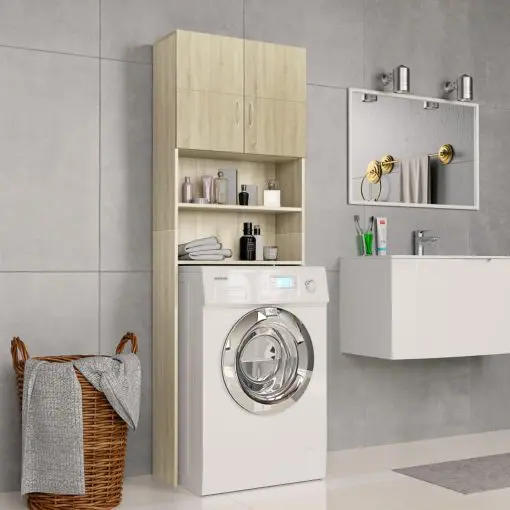 vidaXL Washing Machine Cabinet Sonoma Oak 64×25.5×190 cm Chipboard