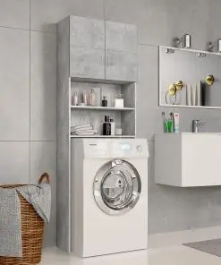 vidaXL Washing Machine Cabinet Concrete Grey 64×25.5×190 cm Chipboard