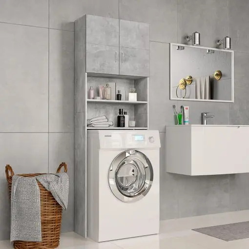 vidaXL Washing Machine Cabinet Concrete Grey 64×25.5×190 cm Chipboard