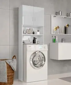 vidaXL Washing Machine Cabinet High Gloss White 64×25.5×190 cm Chipboard