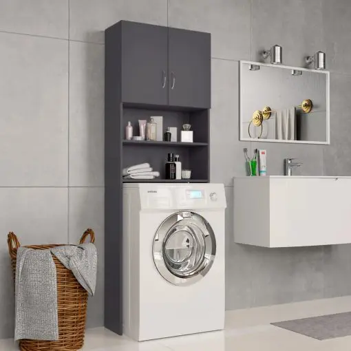 vidaXL Washing Machine Cabinet Grey 64×25.5×190 cm Chipboard