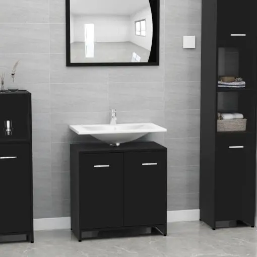 vidaXL Bathroom Cabinet Black 60x33x58 cm Chipboard