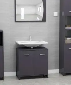vidaXL Bathroom Cabinet High Gloss Grey 60x33x58 cm Chipboard