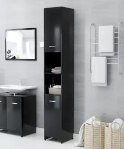 vidaXL Bathroom Cabinet Black 30x30x183.5 cm Chipboard