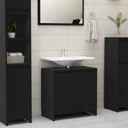vidaXL Bathroom Cabinet Black 60x33x58 cm Chipboard