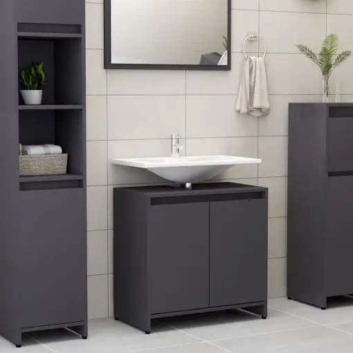 vidaXL Bathroom Cabinet Grey 60x33x58 cm Chipboard