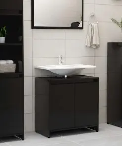 vidaXL Bathroom Cabinet High Gloss Black 60x33x58 cm Chipboard