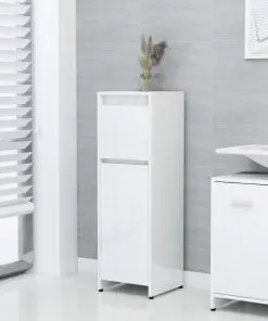 vidaXL Bathroom Cabinet High Gloss White 30x30x95 cm Chipboard