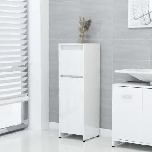 vidaXL Bathroom Cabinet High Gloss White 30x30x95 cm Chipboard