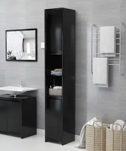 vidaXL Bathroom Cabinet Black 30x30x183.5 cm Chipboard