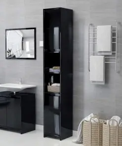 vidaXL Bathroom Cabinet High Gloss Black 30x30x183.5 cm Chipboard