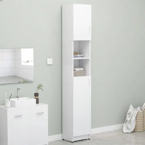 vidaXL Bathroom Cabinet White 32×25.5×190 cm Chipboard