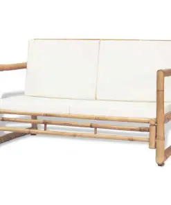 vidaXL 2 Seater Garden Sofa with Cushions Bamboo