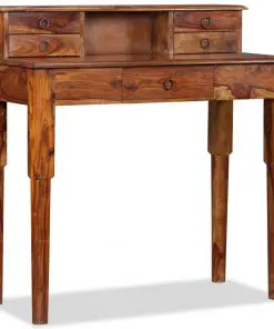vidaXL Writing Desk with 5 Drawers Solid Sheesham Wood 90x40x90 cm