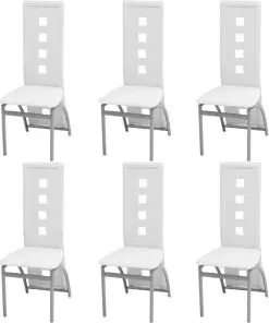 vidaXL Dining Chairs 6 pcs White Faux Leather