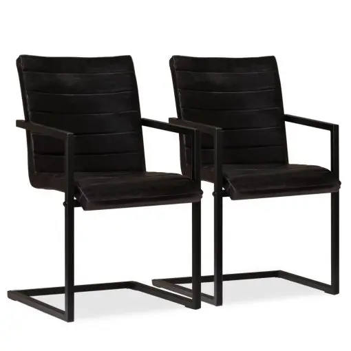 vidaXL Dining Chairs 2 pcs Anthracite Real Leather