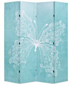 vidaXL Folding Room Divider 160×180 cm Butterfly Blue