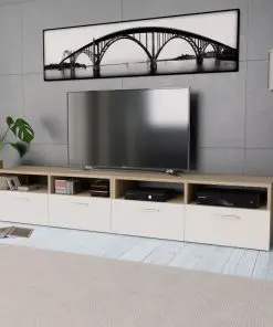 vidaXL TV Cabinets 2 pcs Chipboard 95x35x36 cm Oak and White