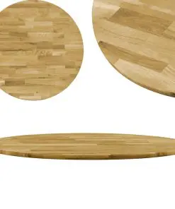 vidaXL Table Top Solid Oak Wood Round 23 mm 800 mm