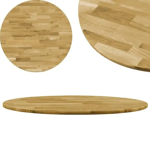 vidaXL Table Top Solid Oak Wood Round 23 mm 800 mm