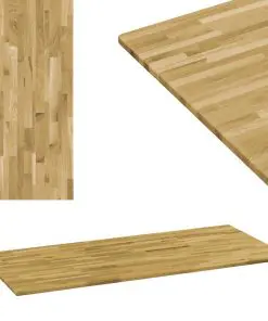 vidaXL Table Top Solid Oak Wood Rectangular 23 mm 100×60 cm