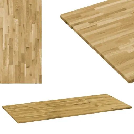 vidaXL Table Top Solid Oak Wood Rectangular 23 mm 120×60 cm