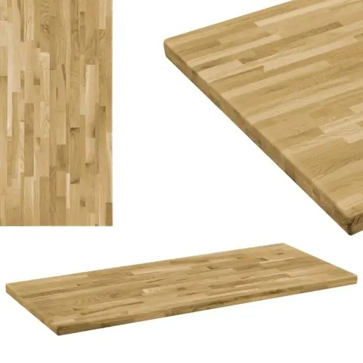 vidaXL Table Top Solid Oak Wood Rectangular 44 mm 100×60 cm