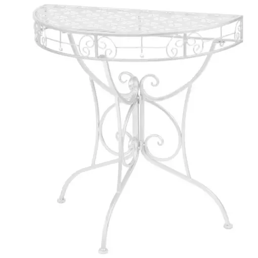 vidaXL Side Table Vintage Style Half Round Metal 72x36x74 cm Silver