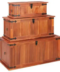 vidaXL Storage Chests 3 pcs Solid Acacia Wood