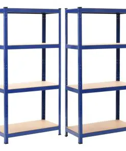 vidaXL Storage Shelves 2 pcs Blue 80x40x160 cm Steel and MDF