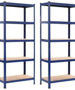 vidaXL Storage Shelves 2 pcs Blue 80x40x180 cm Steel and MDF