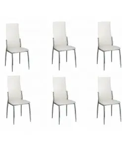 vidaXL Dining Chairs 6 pcs White Faux Leather