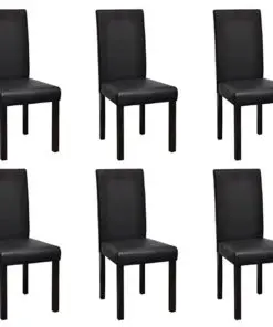 vidaXL Dining Chairs 6 pcs Black Faux Leather